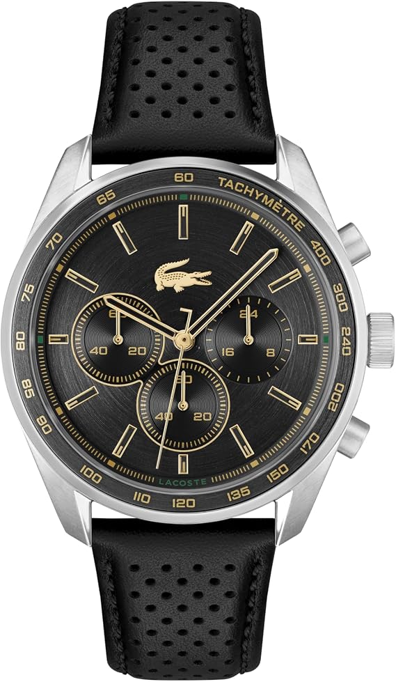 Lacoste Boston Men's Chronograph Watch - Classic Stainless Steel - Tachymeter - Water Resistant up to 5ATM/50 Meters - Modern Design for Him - 42mm