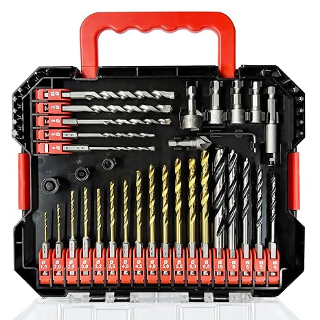 Drill Bit Set, 49 Pieces 1/4" Hex Shank Impact Driver Bits and Screwdriver Bits Set for Electric Drill/Driver, Drill Bit and Screwdriver Bit Combo Kit with Box for Drilling in Wood, Metal