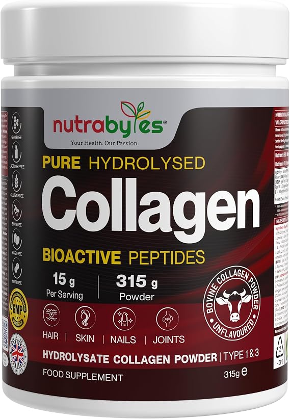 High Strength Hydrolysed Bovine Collagen Powder, 15g Per Serving, UK Made