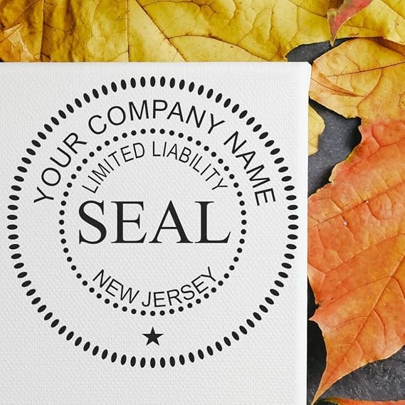 New Jersey LLC Seal Stamp, Custom New Jersey Limited Liability Company Stamp, Wood Handle, 1-5/8 Size, Custom LLC Company Ink Stamp Seal, Official Business Rubber Stamp, Official Seal, NJ Stamp