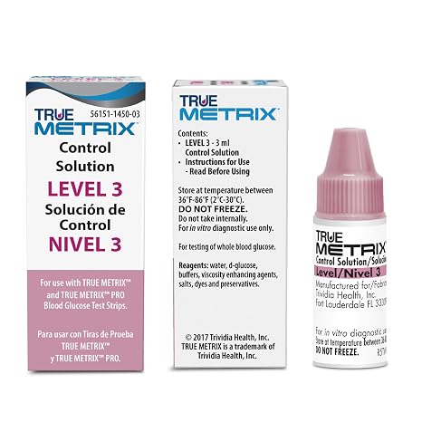 TRUE METRIX Control Solution Level 3, For Use with TRUE METRIX Blood Glucose Test Strips, 3 mL Bottle