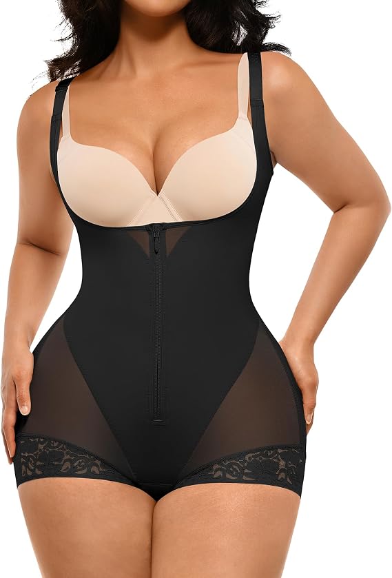 SHAPELLX Women's Shapewear Fajas Colombianas Moldeadoras Tummy Control Body Shaper Butt Lifter with Hook Zipper Closure