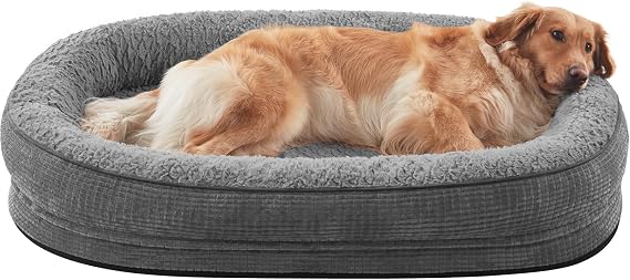 Pawk Large Dog Bed, XXL Orthopedic Memory Foam Dog Beds, Washable Dog Bed, Fits up to 54kg, Four-Sided Neck Pillow, Good for Mastiff, Giant Schnauzer, Alaskan Malamute, Dark gray