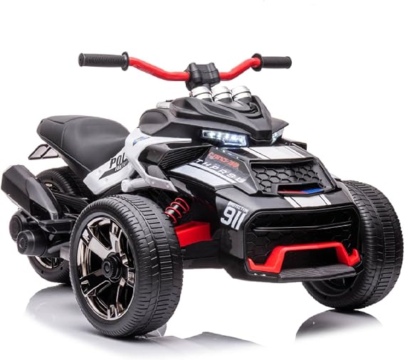 24V Kids ATV 3 Wheeler Ride on Motorcycle for Boys and Girls, Black
