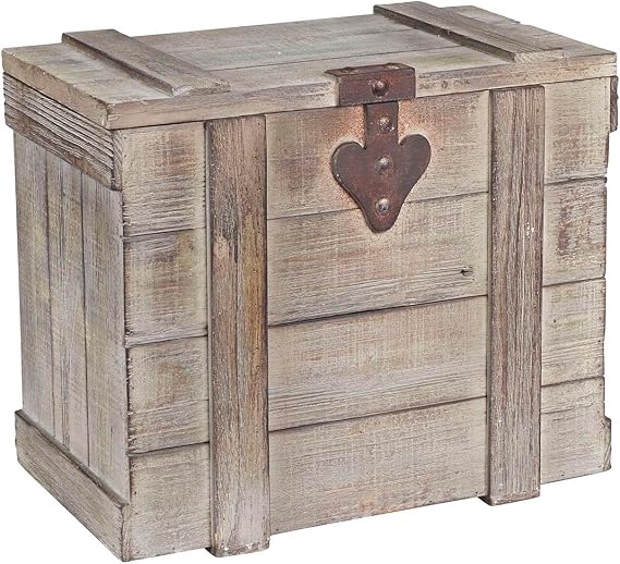 Household Essentials Small Antiqued Decorative Trunk, Gray Finish