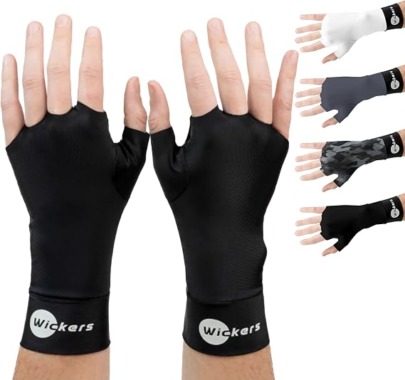 Wickers Fingerless Athletic Gloves Liners - Lacrosse Glove Liner, Ski Gloves Snow Sports Thin Thermal Liner for Hockey - Pair