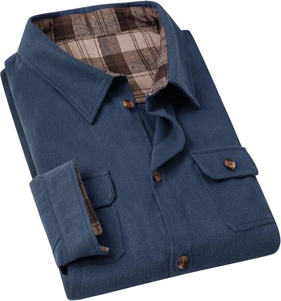 Cromoncent Mens Flannel Shirts Casual Long Sleeve Button Down Work Shirts