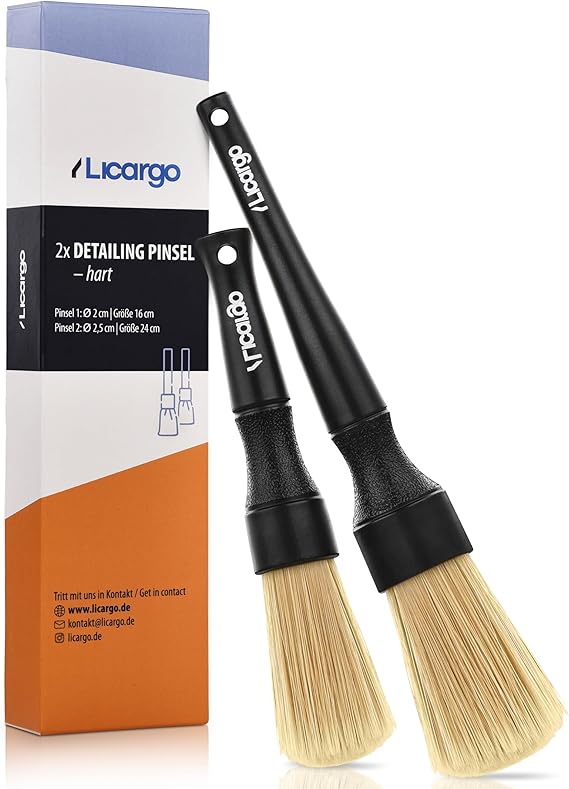 LICARGO Detailing Brush Car – for Effective & Gentle Cleaning Inside and Outside – 2 Pieces Brush Car Care for Rims Engine – Car Detailing Brush – Car Brush Cleaning Brush Car Set