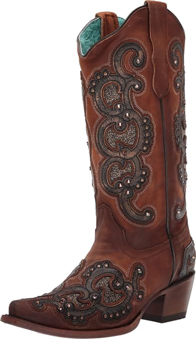 Corral Boots womens Glitter Studded Snip Toe Cowboy Boots