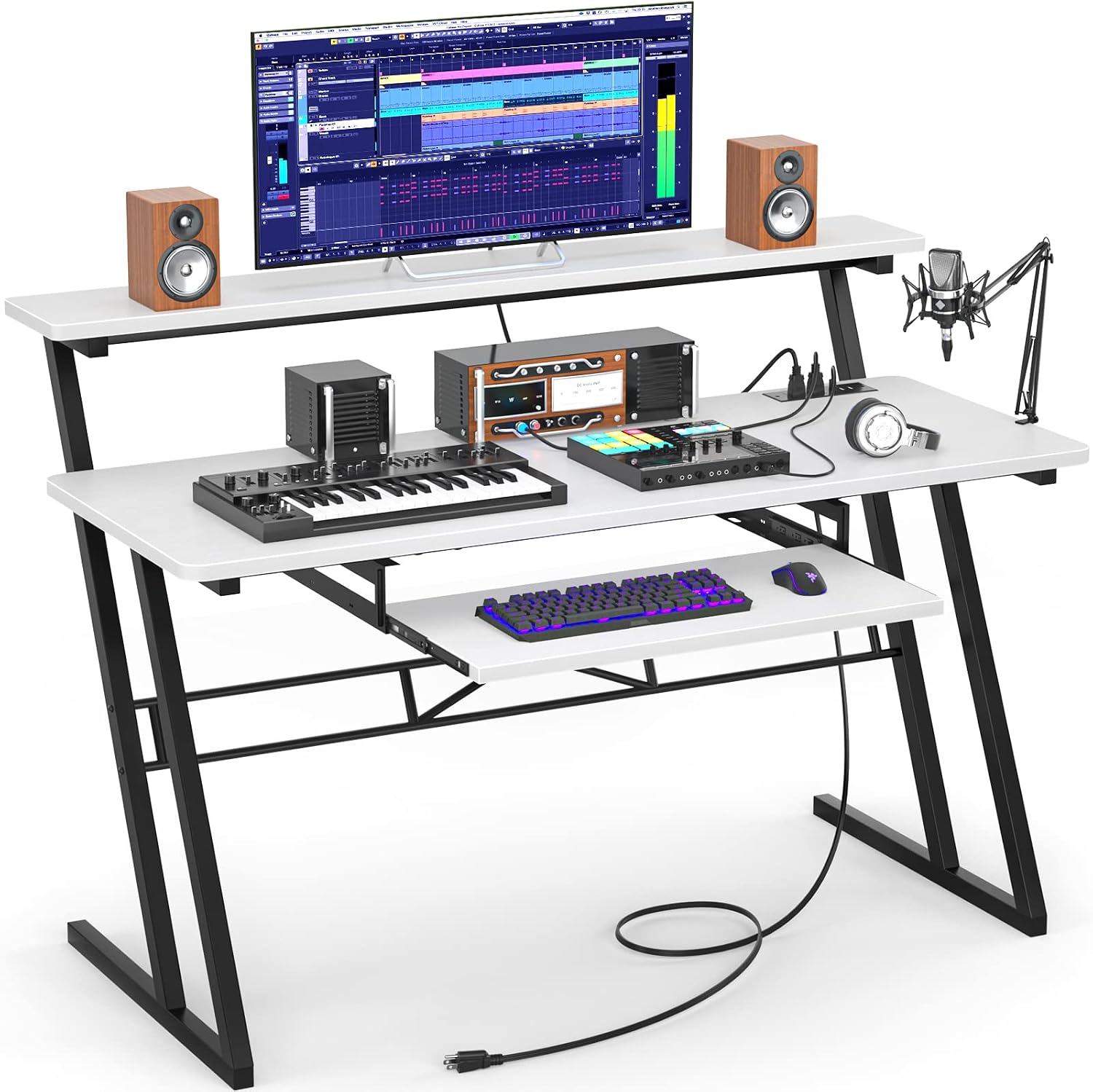 47 Music Studio with Power Outlet, White