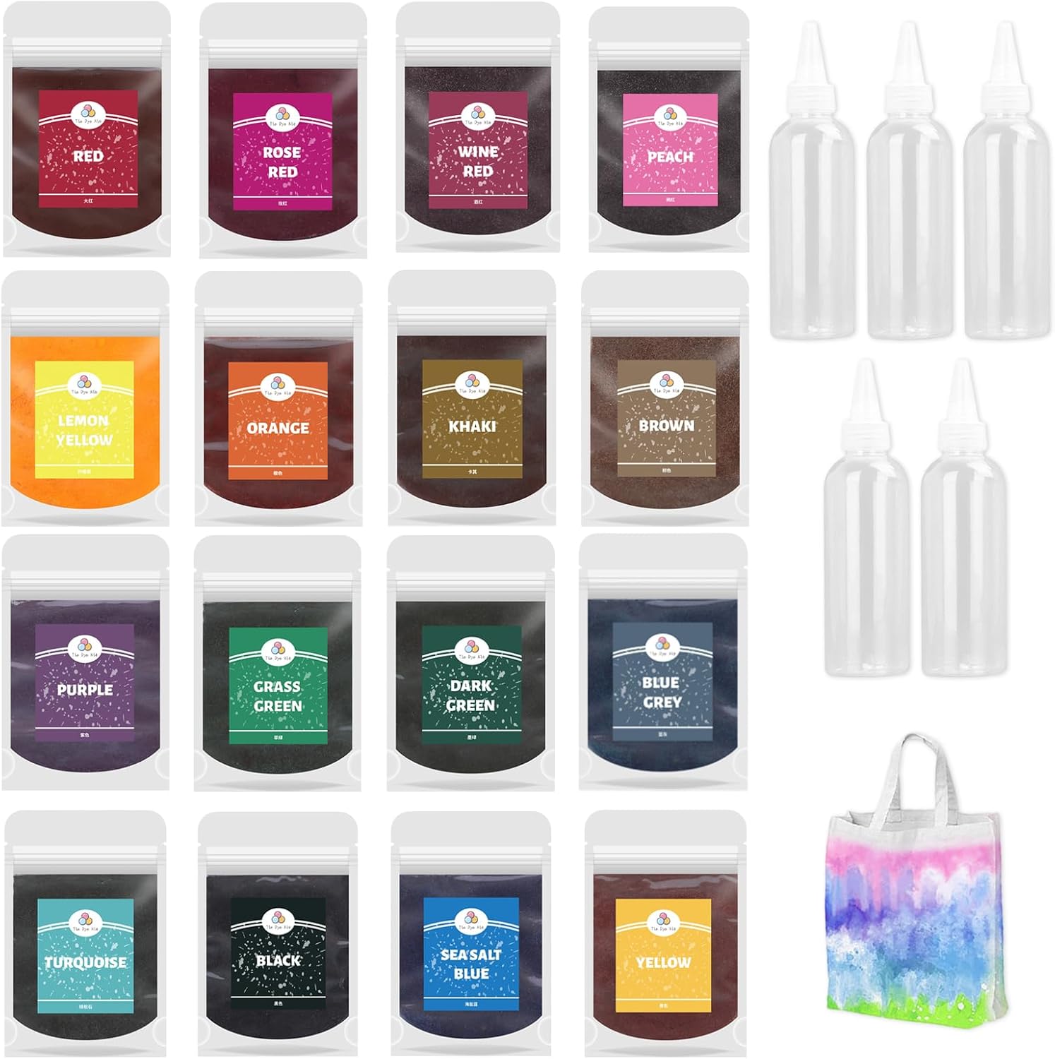 16 Colours Batik Set 10 g Batik Set Children's Batik Colour Tie Dye Kit Batik Colours Set Washable Batik Colours for T-Shirt Headscarf Tablecloths Fabric Bag Other Textiles with 5 Squeeze Bottles