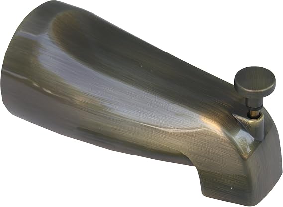 LASCO 08-1039 Bathtub Spout with Front Lift Diverter with 1/2-Inch Female Pipe Thread, Antique Brass Finish