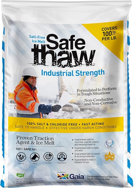 Safe Thaw Industrial Strength, Salt-Free Pet Safe Snow Ice Melter, 43 lb
