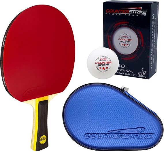 Angel Strike Paddle Bundle (Includes Hard Case & 6 Balls) | CounterStrike Table Tennis | Ping Pong Paddle | Offensive Table Tennis Paddle | ITTF Approved | Ping Pong Set