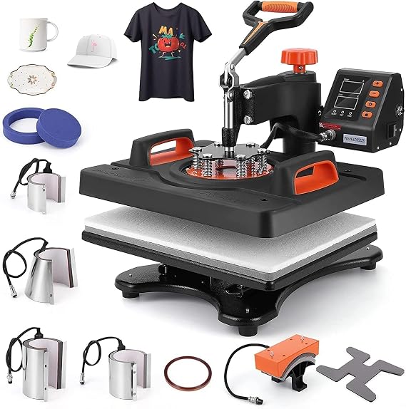 Garvee Heat Press Machine, Garvee 12 x 15 in, 9 in 1 Heat Press 800W Sublimation Machine, 360 Rotation Swing Away Shirt Printing Machine, Dual-Tube Heating for DIY T-Shirt, Hat, Mug, Platete