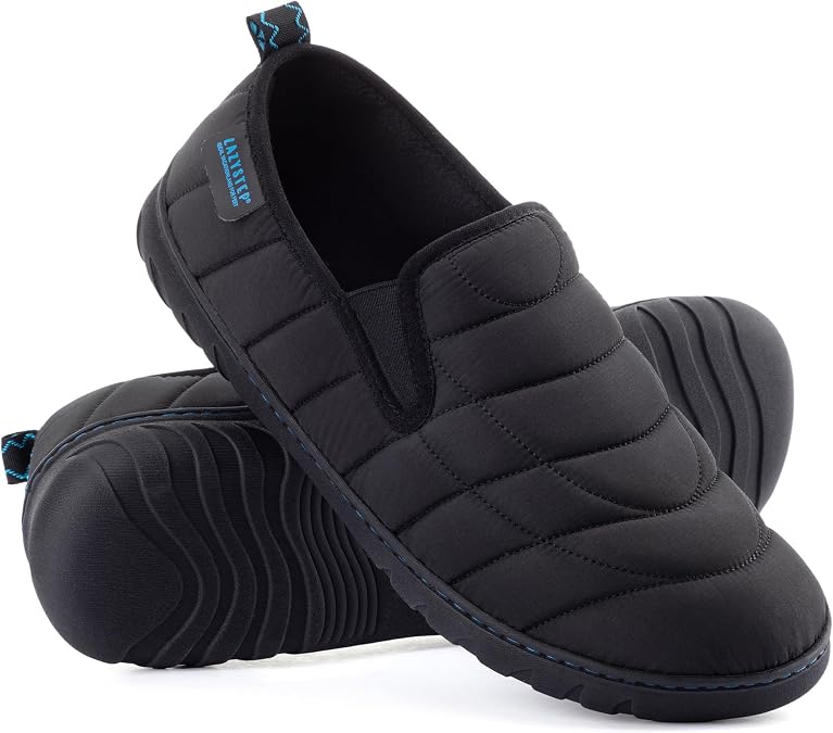LazyStep Men's Loafer Slippers with Memory Foam and Indoor Outdoor House Shoes