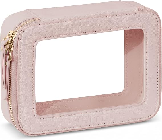 Prite Clear Makeup Bag Cosmetic Case Travel Toiletry Bag, Pink, Standard