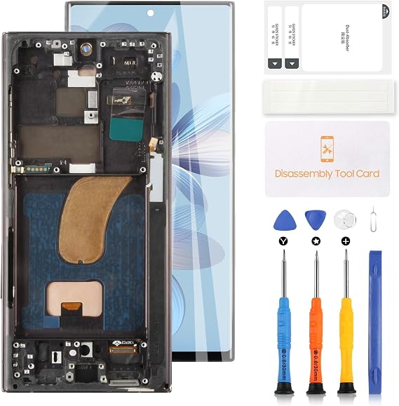 OLED Screen Replacement for Samsung Galaxy S23 Ultra LCD Screen for Samsung S23 Ultra 5G SM-S918U S918A S918W LCD Display Touch Digitizer Assembly with Frame(US Version,with Fingerprint) (Black)