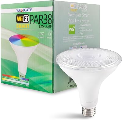 Westgate TC-PAR38 Smart LED Lamp, Smart Light Bulb, Compatible with Alexa, Works with Google Home, E26 Light Bulb PAR38 13W