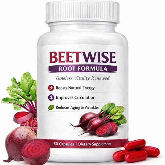 Beetwise Root Formula | Cold Pressed - Beetroot Supplement Organic Natural Blood Circulation & Energy Support, Vegan-Friendly, Non-GMO, 60 Capsules (1)