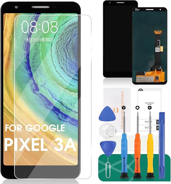 OLED Screen Replacement for Google Pixel 3A G020G 2019 5.6" Mobile Phone LCD Display Touch Digitizer Assembly Repair with Kits Black(Black, with Fingerprint)
