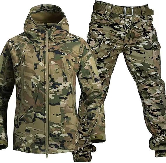 Waterproof Camouflage Military Uniform Suit - Men's Tactical Jacket and Pant Set, Military Soft Shell Suits for Army Combat - High-Quality Militar Clothes Suit