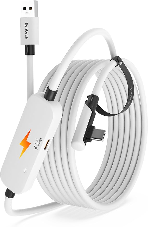 Syntech Link Cable with Charging 10FT Compatible with Meta Quest 3S/Quest 3/Oculus Quest 2 Accessories, USB 3.0 Link Cable with Extra Charging Port, for PC/SteamVR and Extended Gameplay
