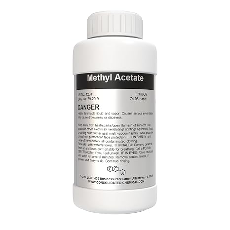 Methyl Acetate Solvent | Fast Evaporating | Industrial Grade | Ideal for Coatings, Adhesives, and Cleaners | (1000mL (32 Fl Oz))