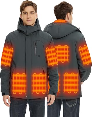 Heated Jackets for Men with 18400mAh 12V Battery Pack Included, Mens Heated Jacket with Fur Lining