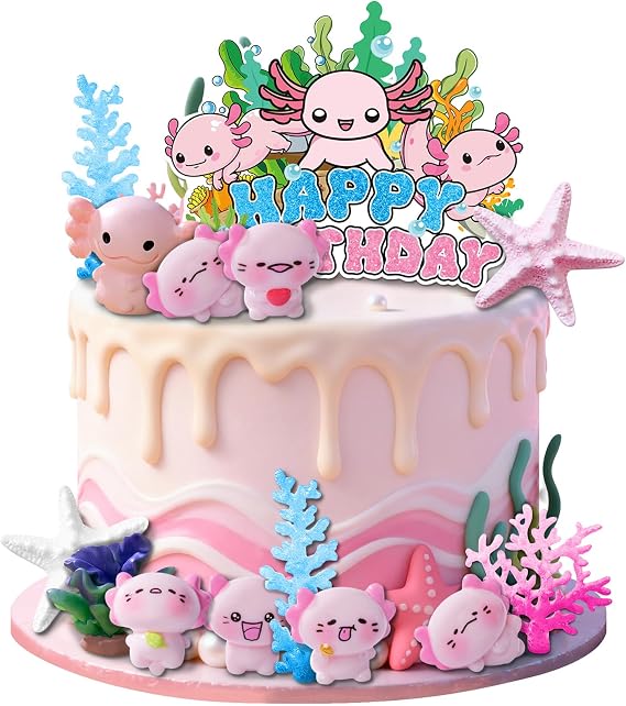 Axolotl Cake Topper Axolotl Birthday Decorations | Ocean Cake Topper