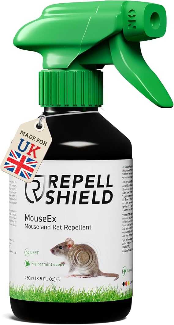 RepellShield Rat & Mouse Repellent Spray - Alternative to Mouse Traps 250ml | Non-Staining Formula | Peppermint Oil | Family & Pet Safe | Indoor Home Protection | Trap-Free Alternative | Made in Germany