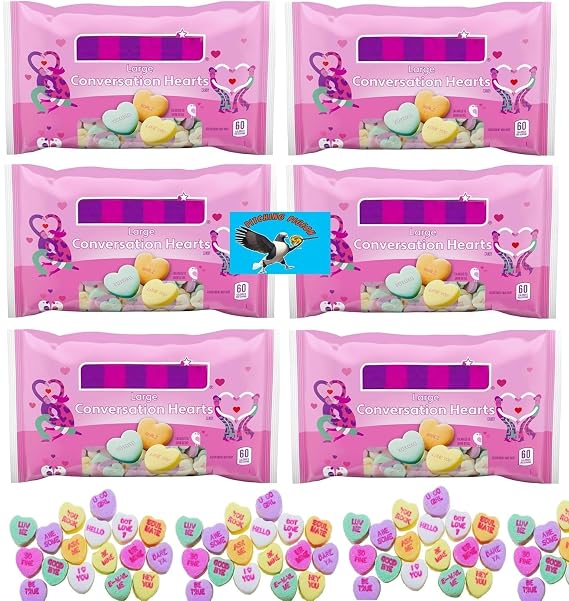 Large Conversation Hearts Valentine's Hard Candy 55 Ounces Bulk