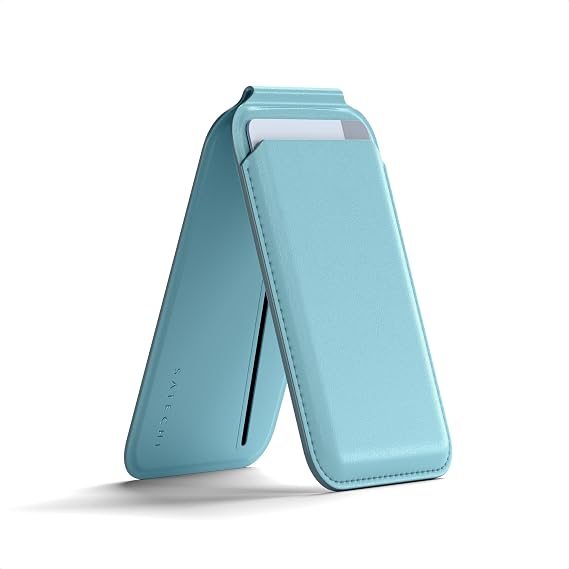 Satechi Magnetic Magsafe Wallet, Double Flap Stand Card Holder, 4 Slots with Front NFC Pass-Through, Adjustable Phone Attachment for iPhone 17/16/15/14/13/12, Travel Accessory
