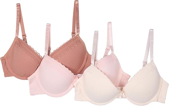 Tahari Girls' 3-Pack Structured Wire Bras