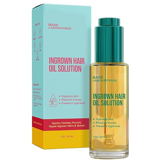 BASE LABORATORIES Ingrown Hair Treatment Oil, After Shave Serum Razor Bumps | Ingrown Hair Remover, Razor Bump Treatment, Bikini Ingrown Hair, Shave Oil, Keratosis Pilaris, Skin Serum, After Shave