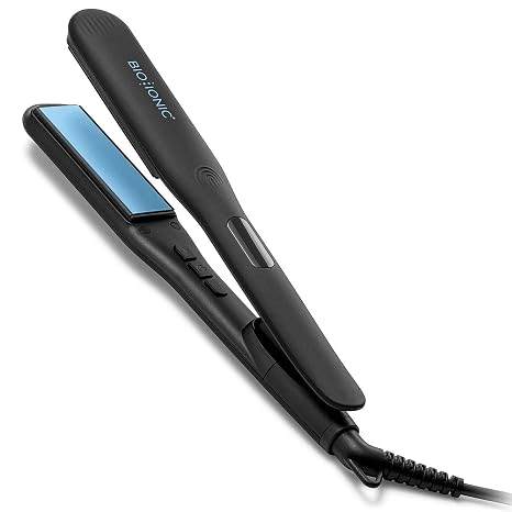 Bio Ionic OnePass Styling Flat Iron - Moisturizing Heat Hair Straightener with Silicone Speed Strips, Digital Temperature Control to 450F, Auto Shut-Off, Shine-Boosting Plates