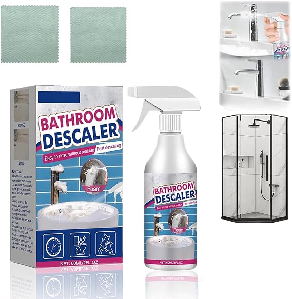 Bathroom Descaler Foam Cleaner Spray, Fast-Acting Powerful Stubborn Stains & Limescale Remover, All-Purpose Bubble Foam Cleaner for Bathroom, Toilet, Shower, Glass, Sink and More (1)
