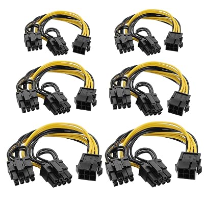 6 Pin to Dual PCIe 8 Pin 62 Graphics Card PCI Express Power Adapter GPU VGA Y-Splitter Extension Cable Mining Video Card Power Cable 9 inches 6 Pack