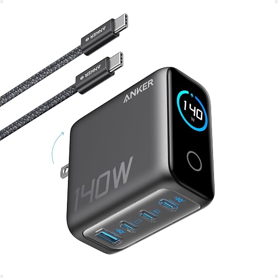 Anker 140W Max 4-Port GaN Charging Blocks,Smart Display for MacBook Charger