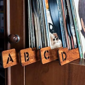 Vinyl Record Dividers, Alphabetical Vinyl Record Storage Dividers A-Z, 26 Record Rack Organization Guides, Album Box Collection Bins for Music Lovers