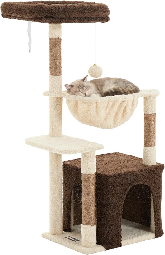 39.8-Inch Small Cat Tree for Indoor Cats, Brown