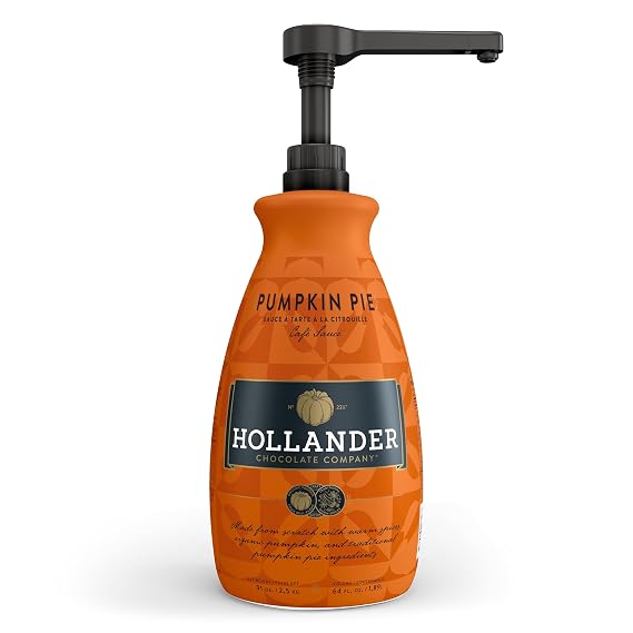 Hollander Pumpkin Pie Sauce | Made with Organic Pumpkin and Warm Spices | 91 oz Net Wt. 64 fl. oz. | Pump Included