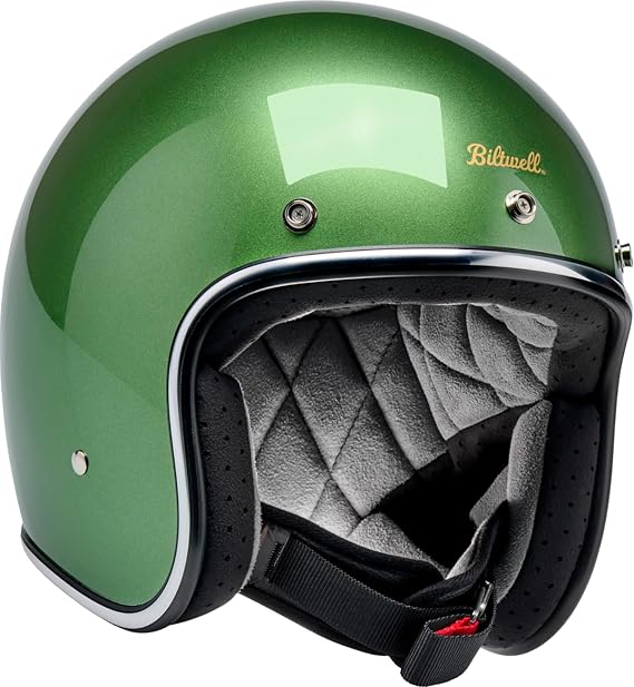 Biltwell Bonanza Metallic Irish Green Motorcycle Helmet DOT Approved