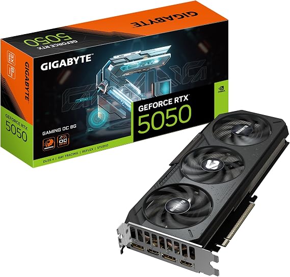GIGABYTE GeForce RTX 5050 GAMING OC 8G Grafik Kartı 8 GB GDDR7 128-Bit PCIe 5.0 WINDFORCE Cooling RGB Fusion 3x DisplayPort 1x HDMI