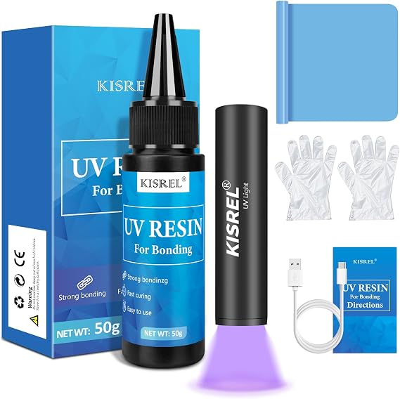 KISREL 50g UV Resin Kit with Light, Fast Curing & Bonding in Seconds