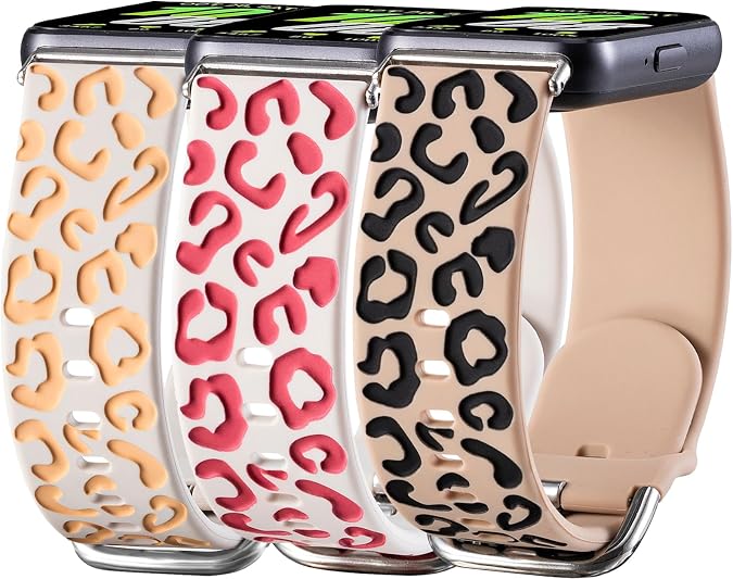 Silicone Strap Compatible for Samsung Galaxy Fit 3 Strap, Leopard Pattern