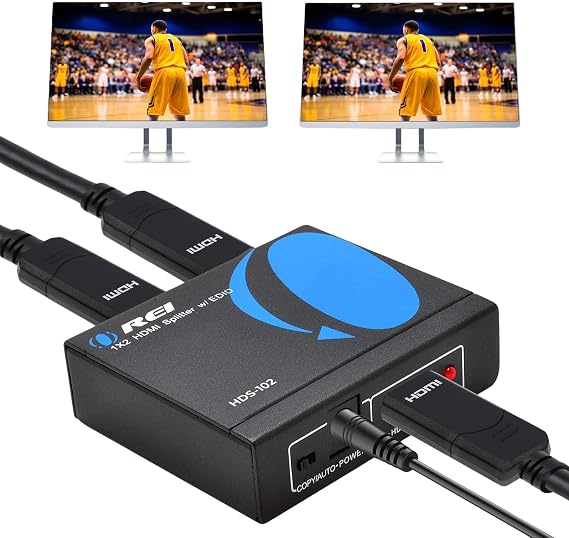 OREI HDMI Splitter 1 in 2 Out - UltraHD 4K@30Hz, HDCP - Adapter Included