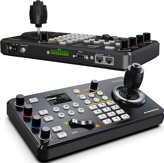 AVMATRIX IP & Serial PTZ-Camera-Controller PoE NDI PTZ Controller Keyboard with 4D Joystick for Live Streaming, PTZ Network Keyboard Visca PELCO D/P RS232 RS485 LCD Screen PKC3000