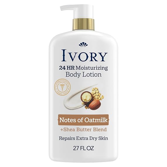 Ivory Hand & Body Lotion, 24hr Moisturizing, Repairs Extra Dry Skin, All Day Hydration, Lightweight Formula, Absorbs Instantly, Perfect for Daily Use, Shea Butter Blend, Oatmilk Scent, 27 fl oz