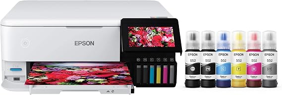 Epson Ecotank Photo Et-8500 Wireless Color All-in-one Supertank Printer with Scanner, Copier, Ethernet and 4.3-inch Color Touchscreen
